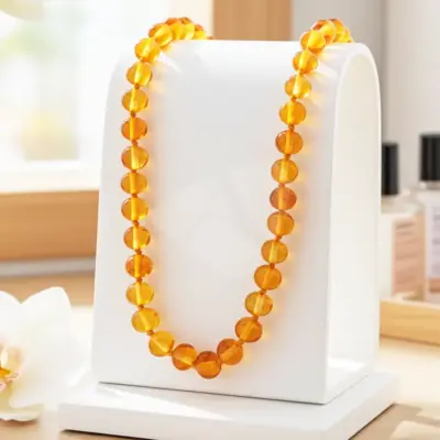 Colar de âmbar adulto barroco mel polido - 45 cm, 55 cm, 65 cm