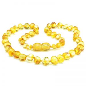 Colar de âmbar bebé barroco limão polido – 33cm