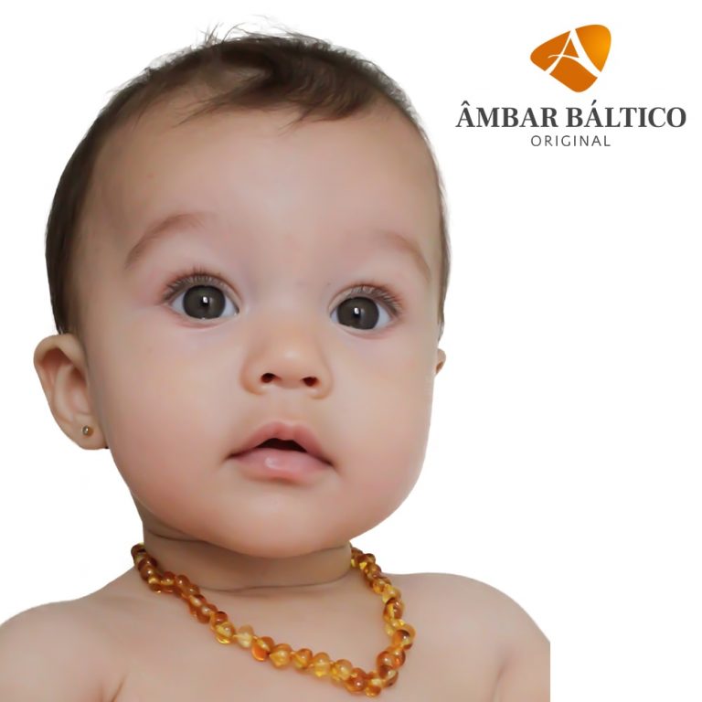 Colar de âmbar bebé barroco mel polido - 33 cm - Âmbar Báltico Original