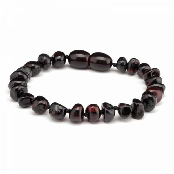 Pulseira / tornozeleira de âmbar bebé barroco cherry polido – 14 cm