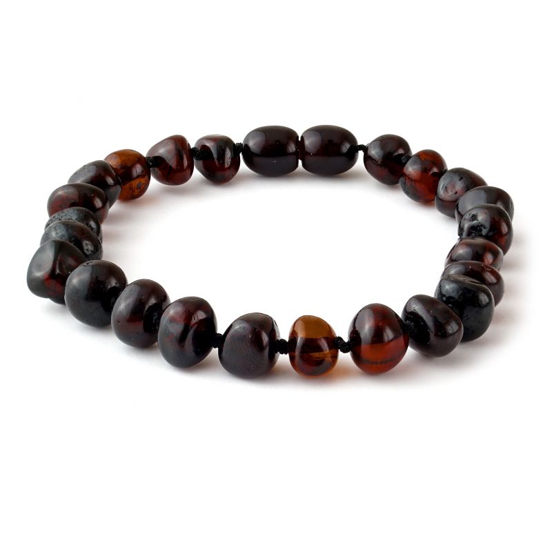 Pulseira de âmbar adulto barroco cherry polido - 19 cm