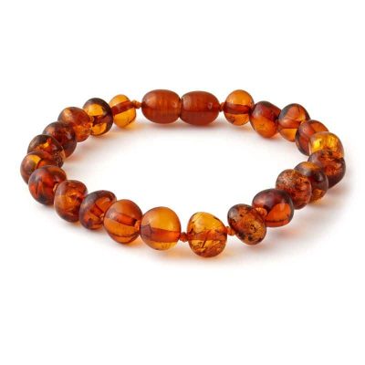 Tornozeleira de âmbar adulto barroco cognac polido - 25 cm