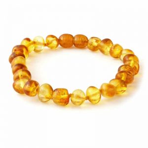Pulseira de âmbar adulto barroco mel polido - 19 cm