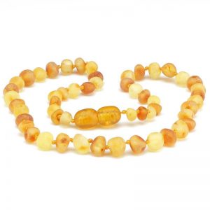 Colar de âmbar bebé barroco mel & limão rústico - 33 cm
