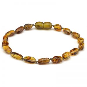 Pulseira de âmbar adulto olive green claro polido - 19 cm