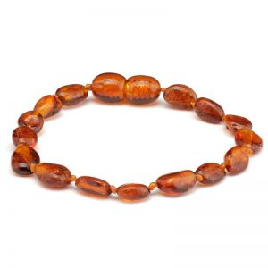 Pulseira / tornozeleira de âmbar bebé olive cognac polido