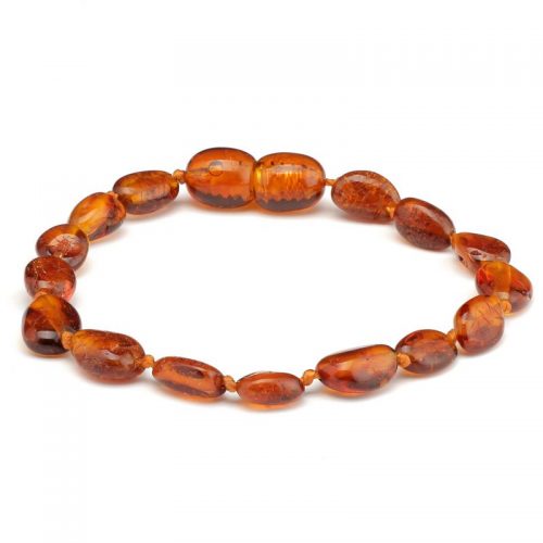 Pulseira / tornozeleira de âmbar bebé olive cognac polido