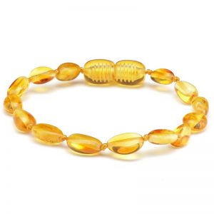 Pulseira / tornozeleira de âmbar bebé olive mel polido