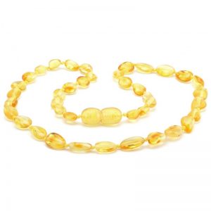 Colar de âmbar criança olive limão polido - 38 cm