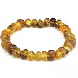 Pulseira de âmbar adulto barroco green claro polido - 19 cm