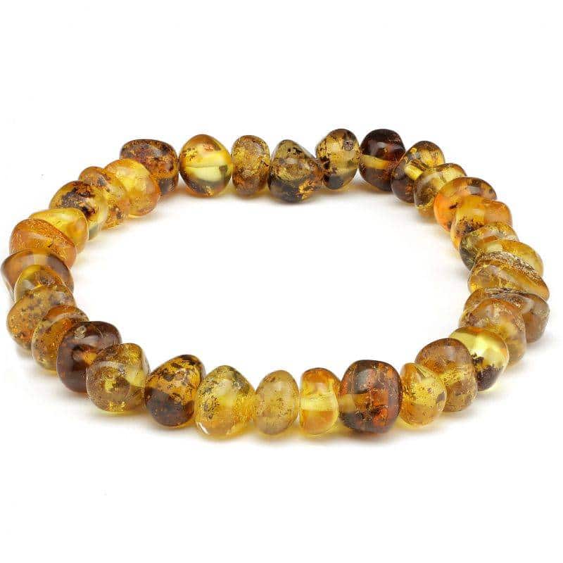 Pulseira de âmbar adulto barroco green claro polido - 19 cm