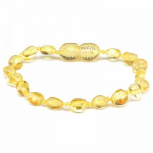 Pulseira / tornozeleira de âmbar criança olive limão polido - 16,5cm