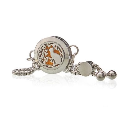 Pulseira Difusora de Corrente Gato e Flores 20mm - Pulseira para Aromaterapia